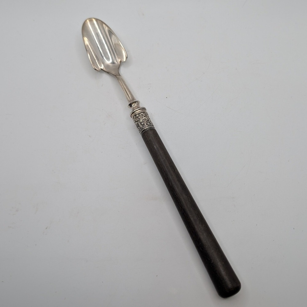 Vtg Gorham Cheese Scoop Silver Plate Wood Handle Floral Repousse Antique 9.5in